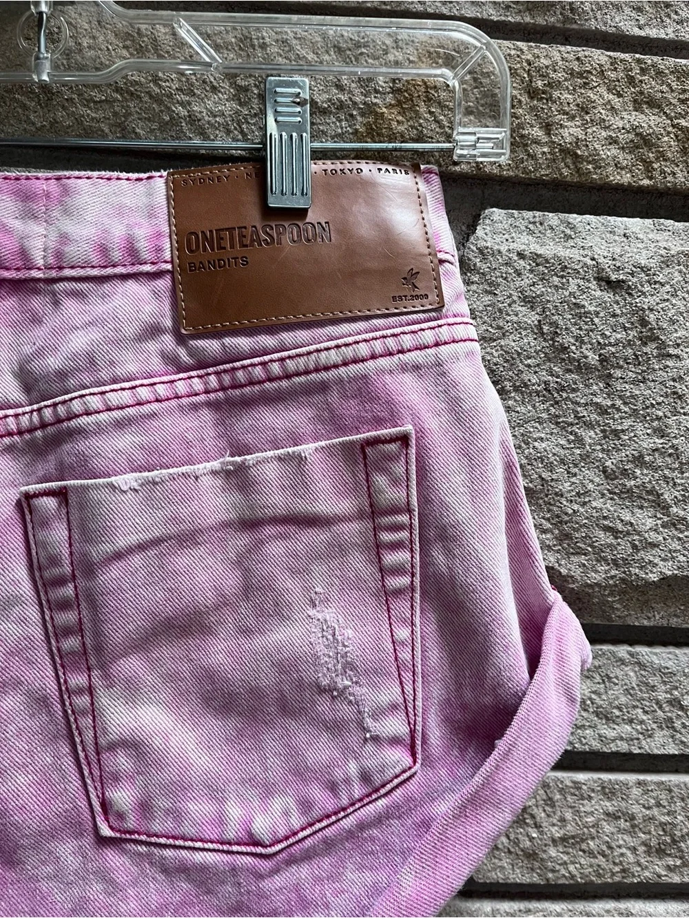 One Teaspoon bandits denim shorts Evil Eye Pink Denim Size 24